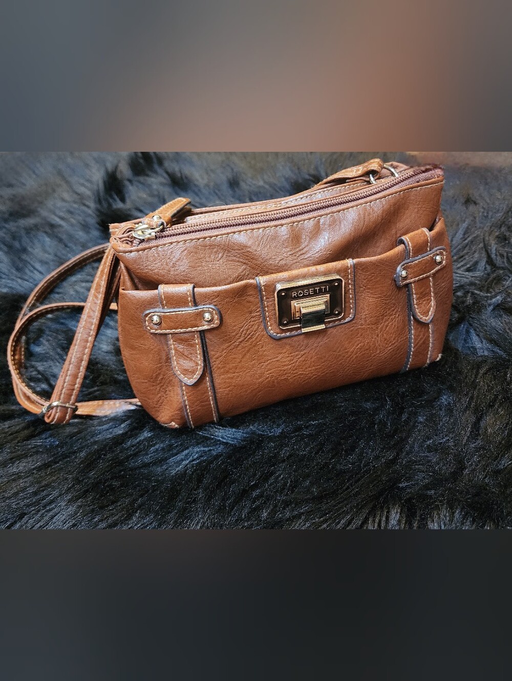 Rosetti Brown Crossbody Bag with Silver Hardware